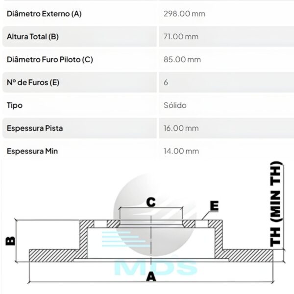 Par Disco Freio Tras. Solido Mercedes Benz Sprinter 01/19' - Imagem 2