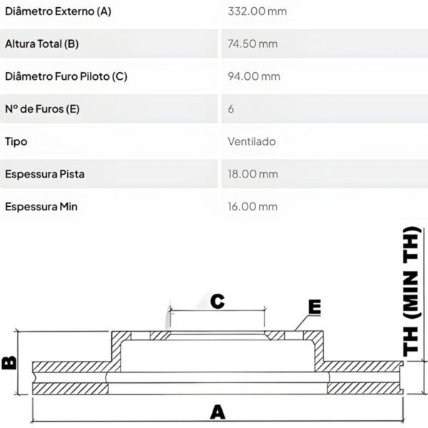 Par Disco Freio Tras. Vent. Mitsubishi Pajero Full 2006/2014 - Imagem 4