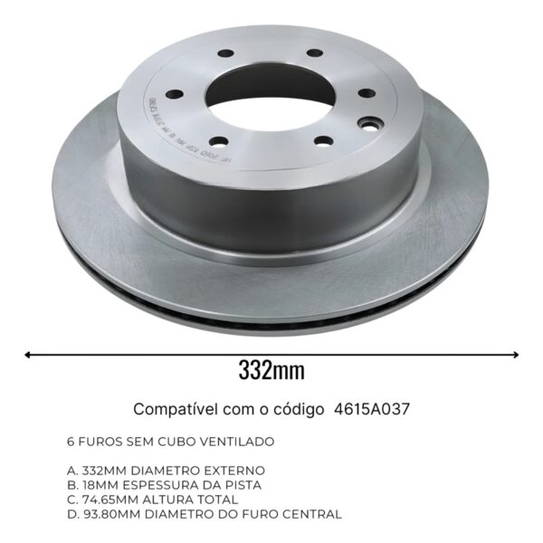 Par Disco Freio Tras. Vent. Mitsubishi Pajero Full 2006/2014 - Imagem 6