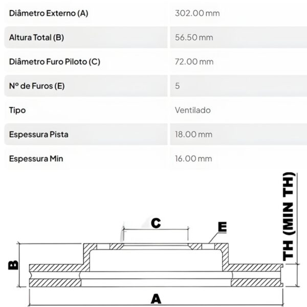 Par Disco Freio Tras. Vent. Ford Edge V6 08/15/ Mazda CX7 - Imagem 3