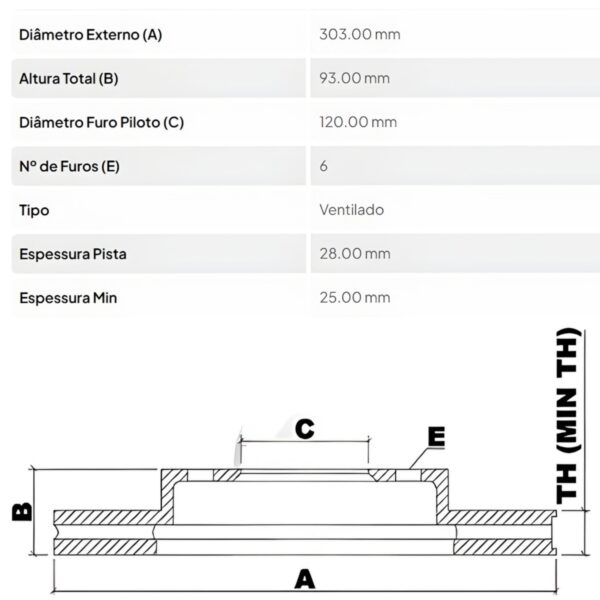 Par Disco Freio Tras. Ventilado Mercedes Benz Sprinter 01/19 - Imagem 4